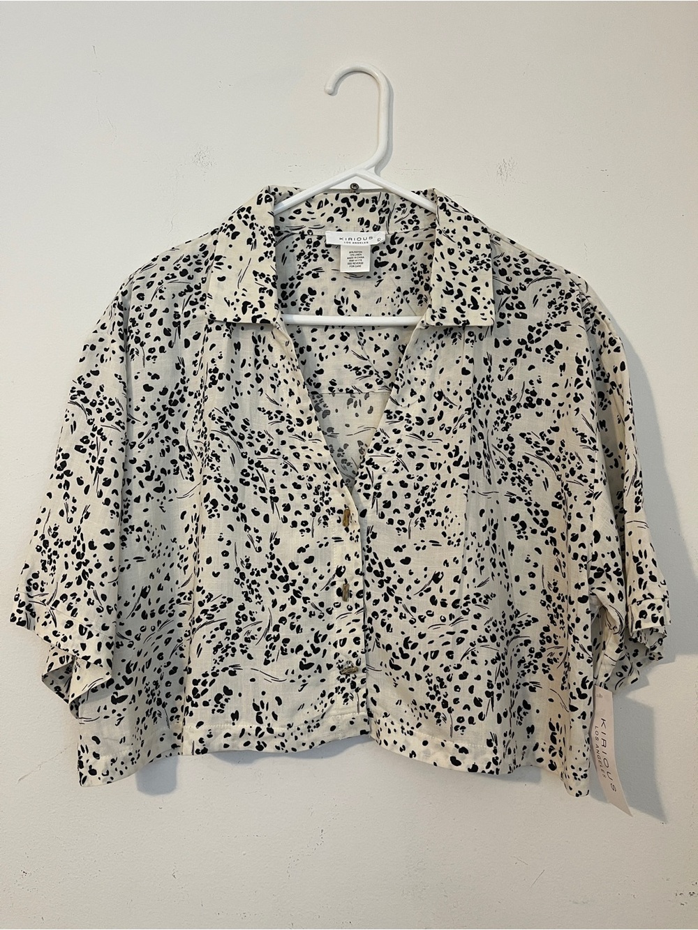 Kirious Los angeles white and black Cropped top size L Linen Blend women New